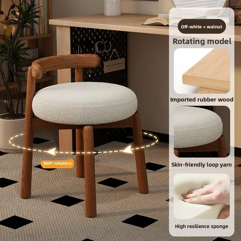 Furniture Lighting & Decor Magazine - Kursi rias putar kayu solid sederhana,