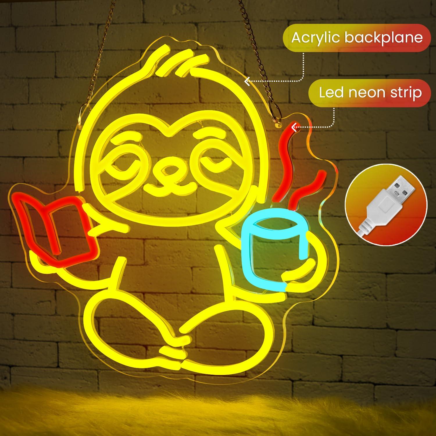 Lampu LED USB Neon Sign Sloth  - Lighting Decor Living Room ulasan dan harga